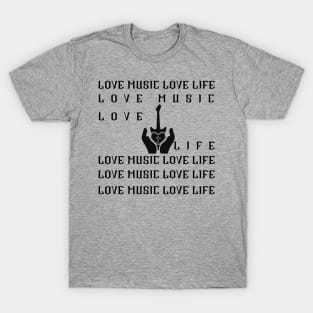 LOVE MUSIC LOVE LIFE - Guitar Cross T-Shirt